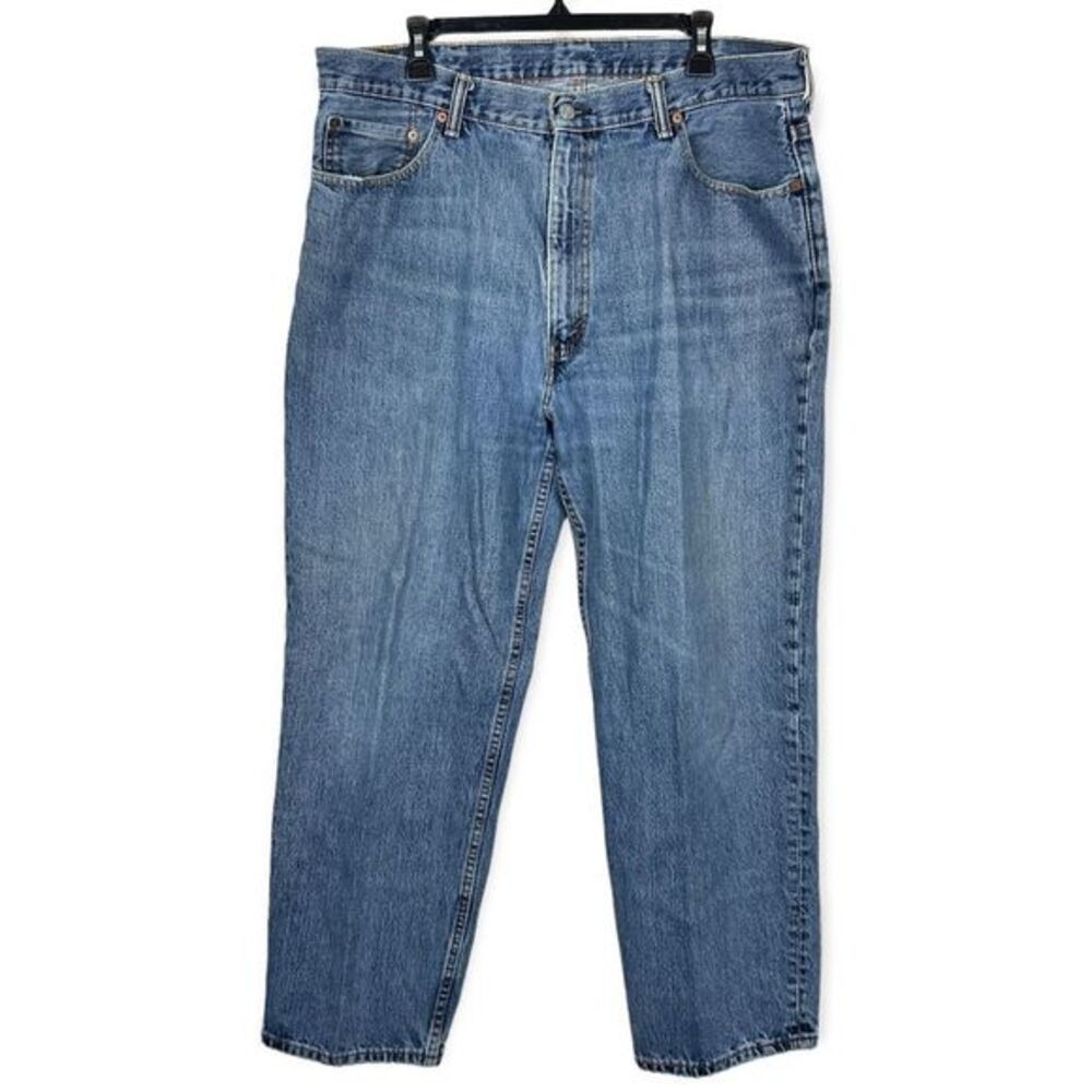 Levis 550 Relaxed Fit Tapered Men's 40‎ x 30 Light Wash Denim Blue Jeans Zip